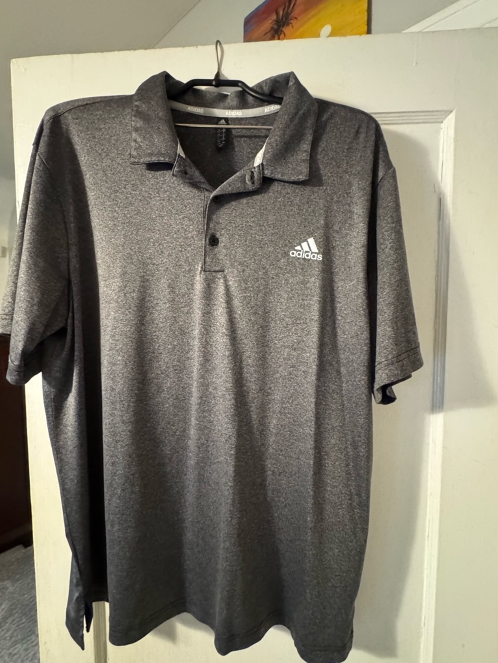 adidas Men’s Gray Heather Polo Shirt with Logo